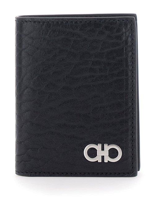 Ferragamo Black Bi-fold Wallet With Gancini Plaque On The FrOnt In Leather Man - 6617440788728