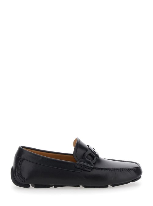 Ferragamo Black Loafers With Ganicini Plaque On The FrOnt In Leather Man - 0299280782410