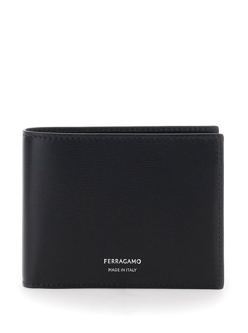 Ferragamo florence Black Bi-fold Wallet With Logo Lettering On The FrOnt In Leather Man - 6613250770089