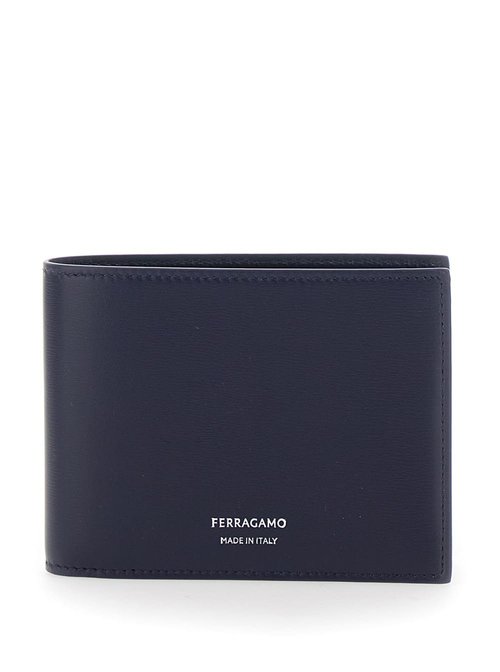 Ferragamo florence Blue Bi-fold Wallet With Logo Lettering On The FrOnt In Leather Man - 6613250775359