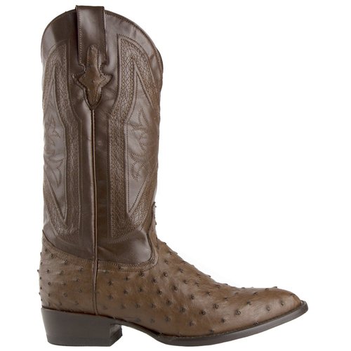 Ferrini Colt Full Quill Ostrich Round Toe Pull On Cowboy Boots - Brown - 10.11-07