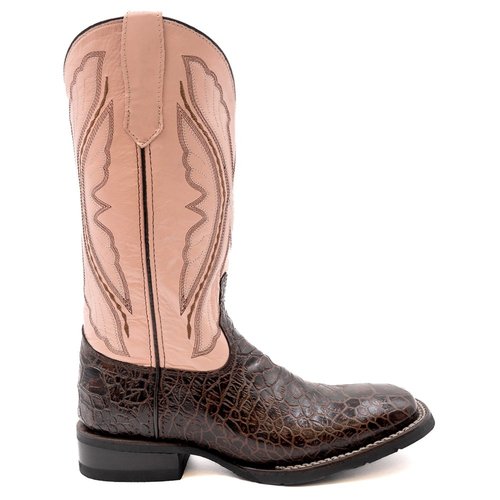 Ferrini Kai Embroidered Square Toe Pull On Cowboy Boots - Brown/Pink - 92.59309