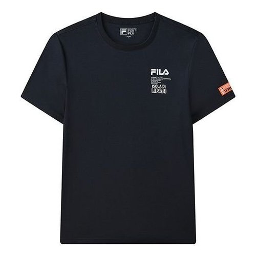FILA Alphabet Printing Round Neck Short Sleeve - Blue - F11M128-17F