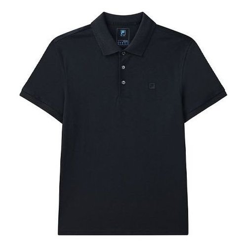 FILA Casual Solid Color Breathable Short Sleeve Polo Shirt Navy Blue - Dark Blue - F11M122-32F