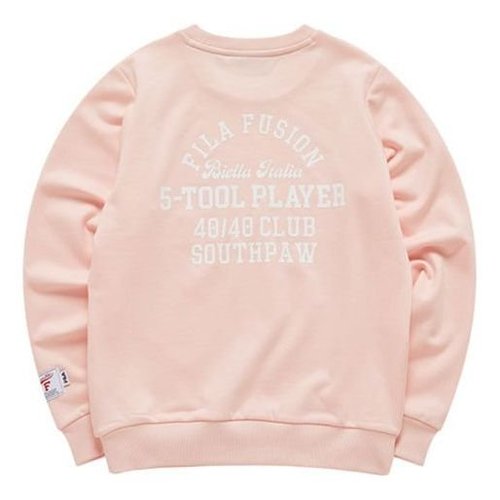 FILA FUSION Logo Printing Sports Round Neck Hoodie Pink - TAN - T11W112-08F