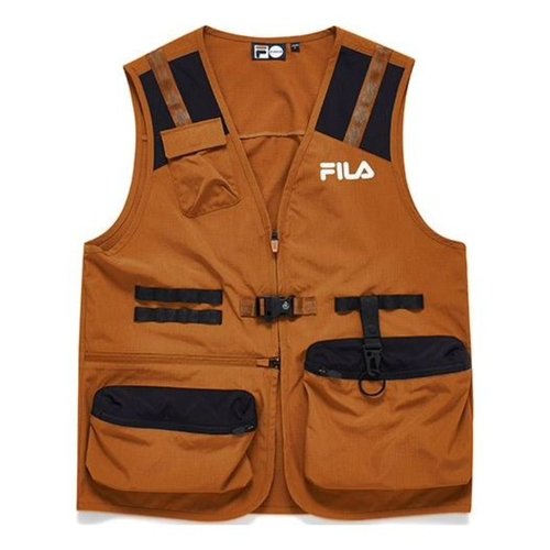 FILA FUSION Utility Woven Multi-Pocket Contrast Vest - Brown - T11M133-02F