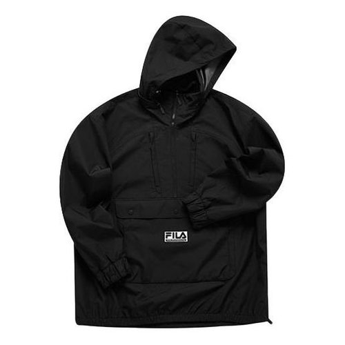 FILA FUSION x White Mountaineering Crossover Solid Color Half Zipper Pullover Woven - Black - T11M117-05F