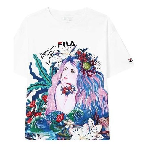FILA Sports Character Illustration Printing Short Sleeve T-Shirt - White - F11W128-30F