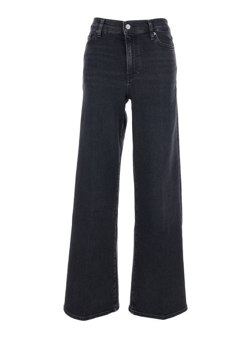 Frame le Slim Palazzo Black Jeans With Logo Patch On The Rear And Wide Leg In Denim - LSP244DSTR