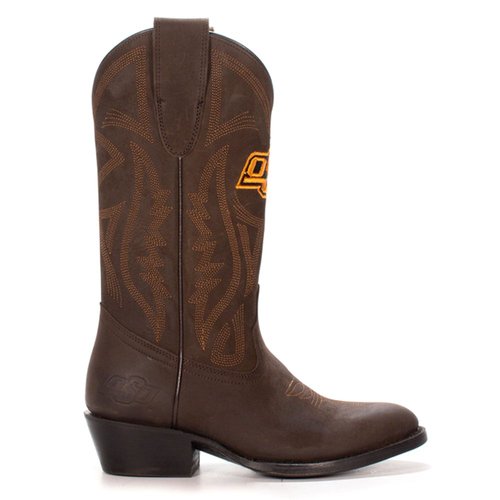 Gameday Boots Oklahoma State University Embroidered Round Toe Pull On Cowboy Boots - Brown
