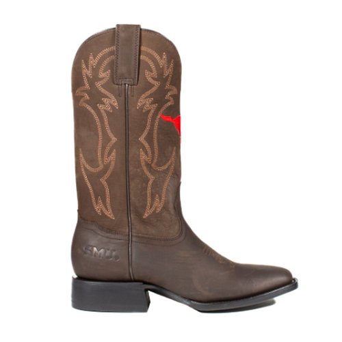 Gameday Boots Southern Methodist University Embroidered Square Toe Pull On Cowboy Boots - Brown