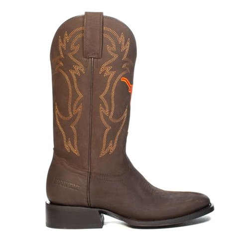 Gameday Boots University of Texas at Austin Embroidered Square Toe Pull On Cowboy Boots - Brown