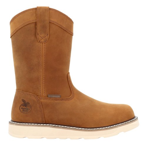 Georgia Boots Core 37 Wedge 10 Inch Pull On Plain Waterproof Steel Toe Work Boots - Brown - GB.00696