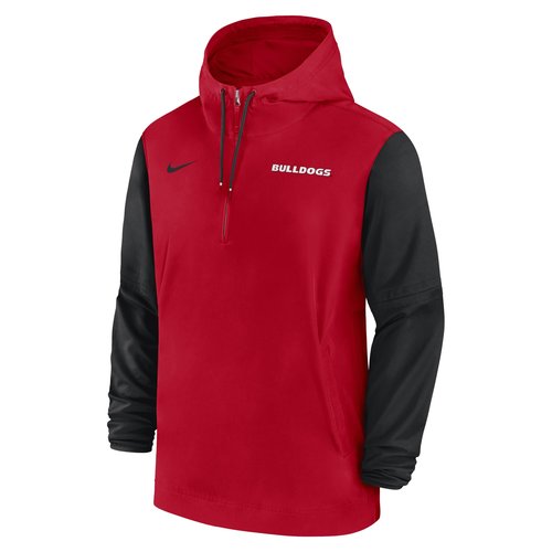 Georgia Bulldogs Sideline Pre-Game Player Nike College 1/2-Zip Hooded Jacket - Red - 02EZ064YNGB-T7H