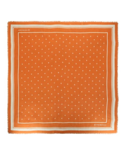 Givenchy 4G Cashmere and Silk Shawl - Ivory Orange - 710003-167-0-8