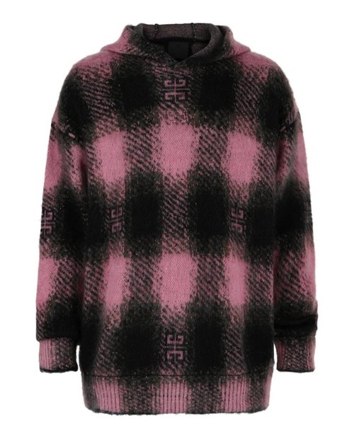 Givenchy 4G Check Hooded Sweater - Black Pink - BM90LM-4YD0-024