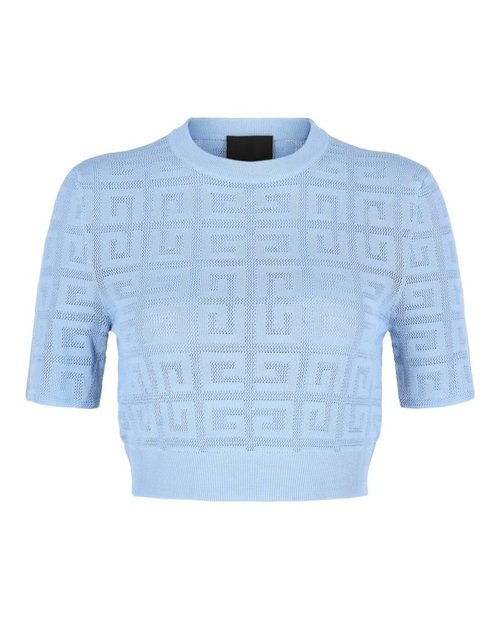 Givenchy 4G Monogram Crop Sweater - Blue - BW90LB-4ZAQ-453