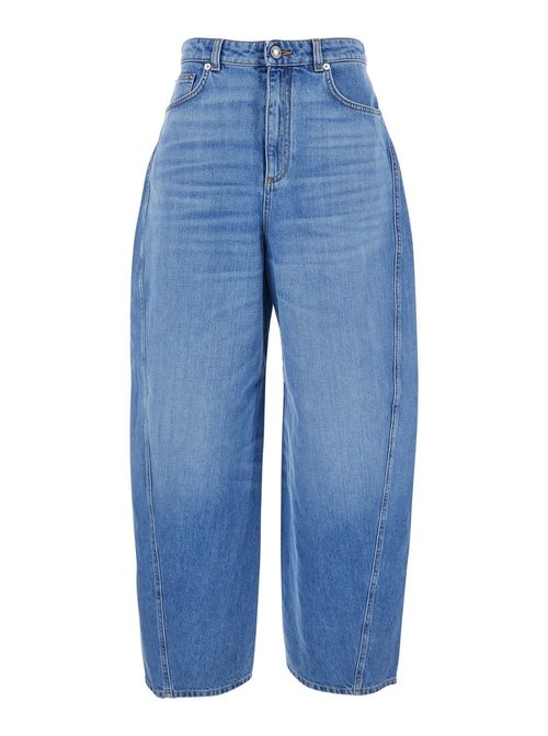 Givenchy Blue Jeans With Logo Patch On The Rear And Wide Leg In Denim - BW517J516W-420