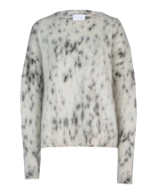 Givenchy Cropped Sweater In Mohair With Snow Leopard Print - Beige Black - BW90NJ-4ZK8-255