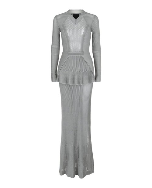 Givenchy Knit With Flounces Dress - Grey - BW21HA-4ZEG-020