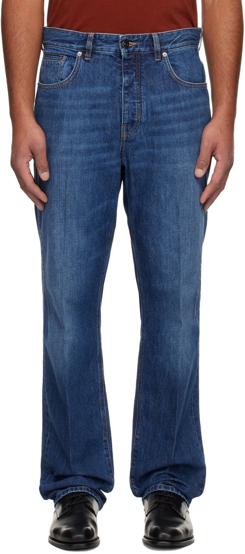 Givenchy Navy Washed Straight Leg Jeans - Blue - BM51MK516L401401-DARK