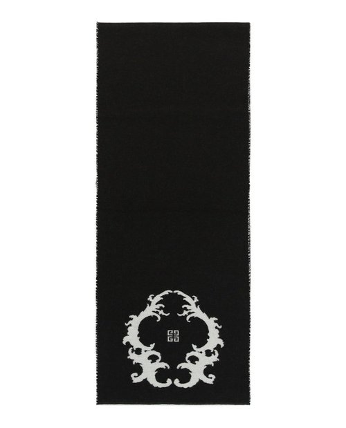 Givenchy Reversible Logo Wool Scarf - Black White - 710002-975-0-4