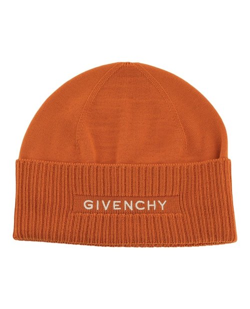 Givenchy Ribbed Embroidered Logo Beanie - Ivory Orange - 710003-281-1-3