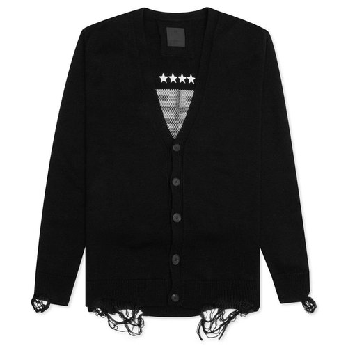 Givenchy Embroidered Star 4G Logo Cardigan - Black/White - BM90NU4ZH6-004