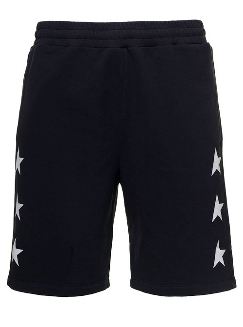 Golden Goose Black Shorts With Contrasting Monogram Print In Cotton Man - GMP00878.P000870.507