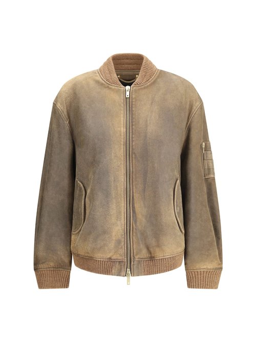 Golden Goose Brown Leather Jacket With Zip Closure - GUP02489 P002168 55260 55260