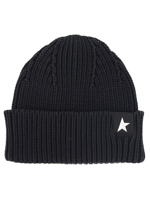 Golden Goose Star Rib Knit Beanie - Black - GUP01035 P000599 90100