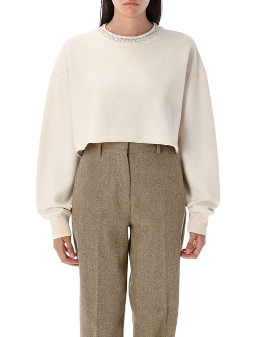 Golden Goose Crystals Cropped Sweatshirt - GWP02203P00212211616