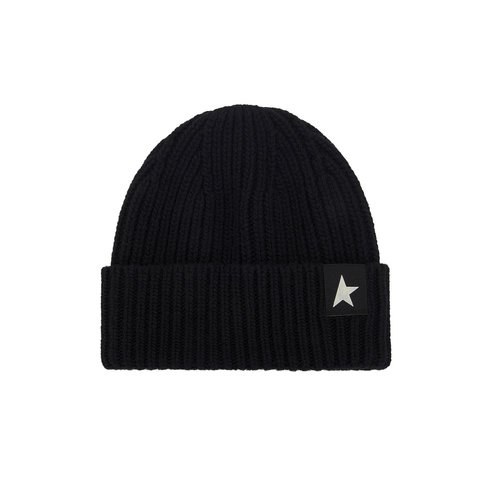 Golden Goose Star Beanie Damian High Turn Small Star Black - GUP0135.P000599.90100