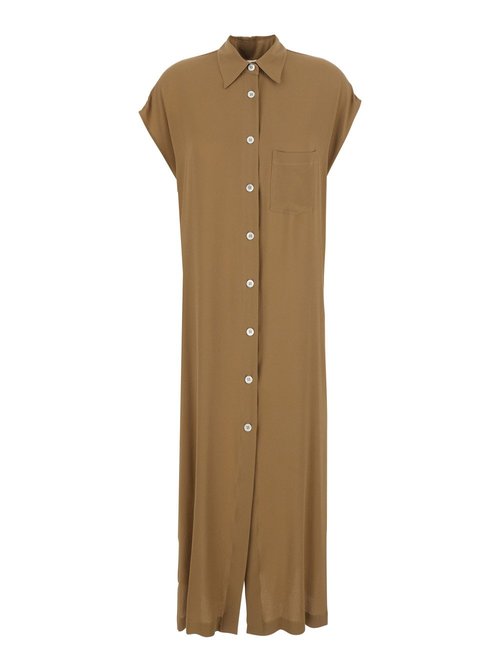 GrifOni Beige LOng Dress With Classic Collar And ButtOn Closure On The FrOnt In Tech Fabric - G1AB0049ABU60G