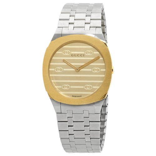 Gucci 25H Quartz Ladies Watch YA163502 - Gold Tone/Silver Tone/Yellow - YA1635-2 DIA-ETER