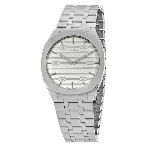 Gucci 25H Quartz Silver Dial Ladies Watch YA163402 - Silver Tone - YA1634-2 DIA-ETER