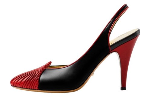 Gucci 95 Slingback Leather Pumps Black Red - 362696
