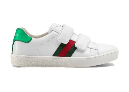 Gucci Ace Leather Strap Sneaker White Red Green - 455448 Cpwp0 9085