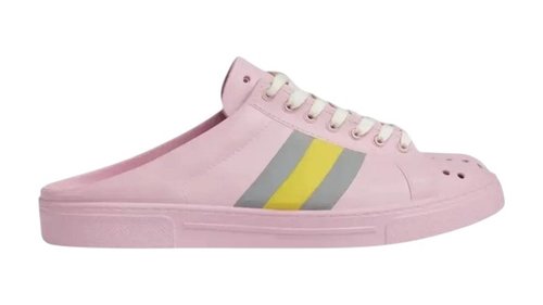 Gucci Ace Web Rubber Mules - Pink/Yellow - 780312S345