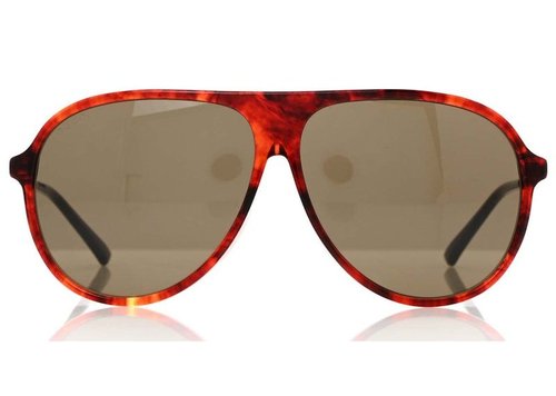 Gucci Acetate Shield Sunglasses - Shiny Red Havana