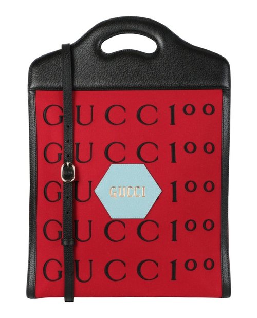 Gucci Aria 100th Anniversary Embroide Tote - Red