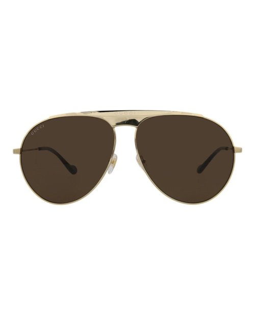 Gucci AviatorFrame Metal Sunglasses - Gold Gold Brown (Gg0908S/30010529/001)