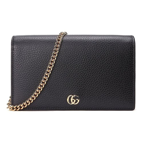 Gucci GG Marmont Leather Mini Chain Shoulder Bag - Black/Gold - 497985-CAO0G-1000