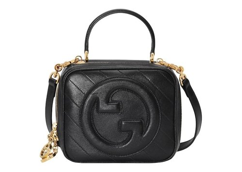 Gucci Blondie Top Handle Bag Goldtone - Black