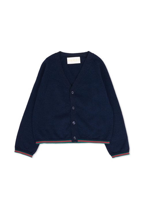 Gucci Blue Cardigan For Babykids With Web Detail - 825858-XKEXN-4180