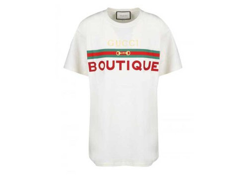 Gucci Boutique Print Cotton T-Shirt - White