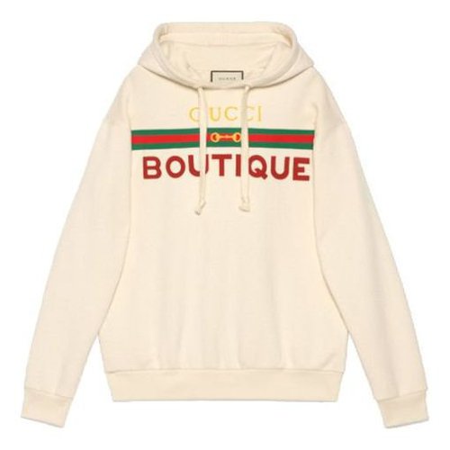 Gucci Boutique Print Hooded Sweatshirt - Off White - 615061-XJCKX-9230