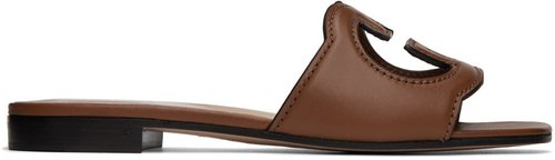 Gucci Brown Interlocking G Flat Sandals - Cuir - 694451-US000-535