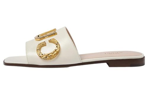 Gucci Cara Grained leather slip-on Sandal - White - 694858-C9D00-9022