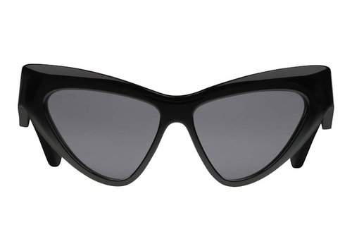 Gucci CatEye Frame Sunglasses/Solid Grey Lens 733344 J0740 1012 - Shiny Black/Gold/Tone